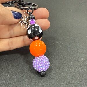 Halloween Beaded Keychain with Spider Charm